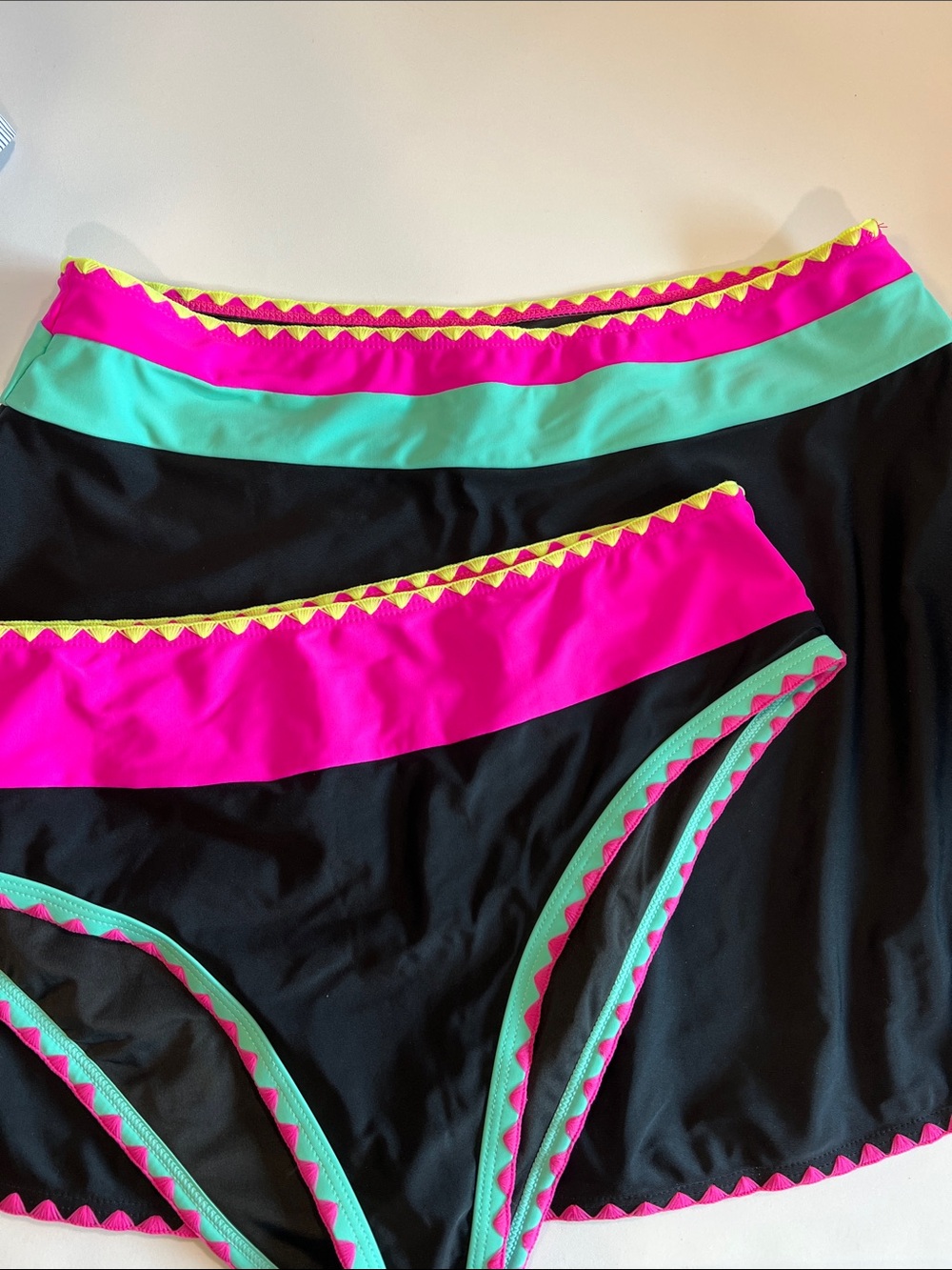 Popvil- xxl, black/neon, viral swim bottoms and swim skirt